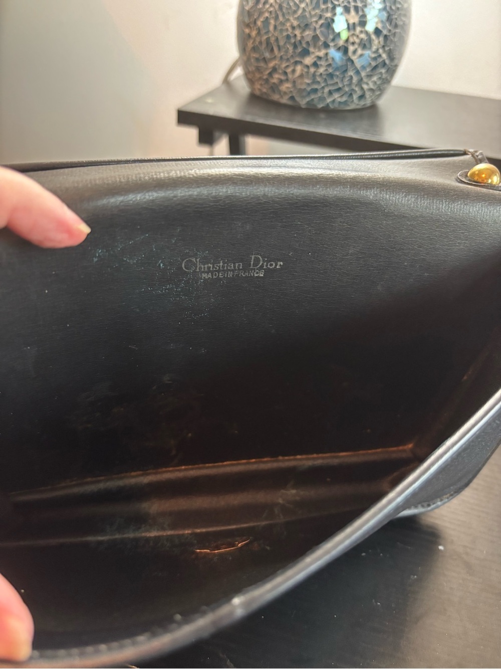 Archival Christian Dior Black Leather Flap Bag - Original Gold Chain & Hardware - Picture 10 of 11